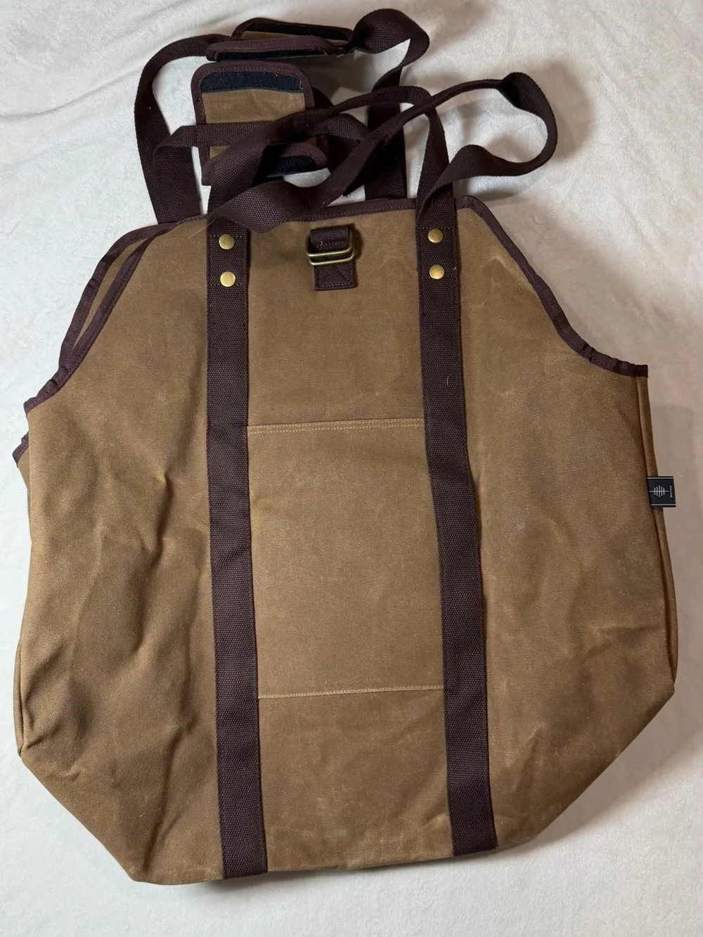 BONTHEE Canvas Tote Firewood Log Shoulder Bag in Brown